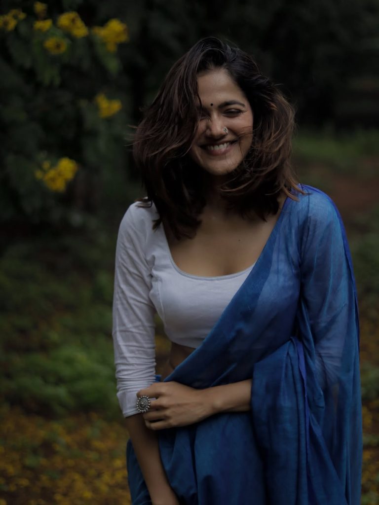 Elegant blue draping showcases Simran Choudhary's cultural fashion expertise