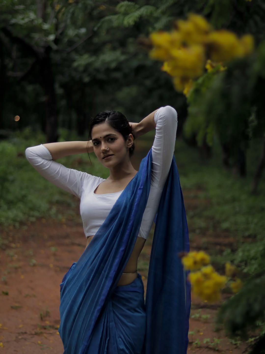 Simran Choudhary Stunning Photos in Blue Saree (2)