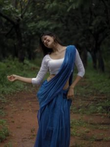 Simran Choudhary embodies traditional elegance in gorgeous blue saree ensemble
