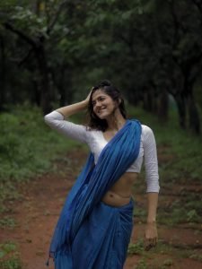 Simran Choudhary embodies traditional elegance in gorgeous blue saree ensemble