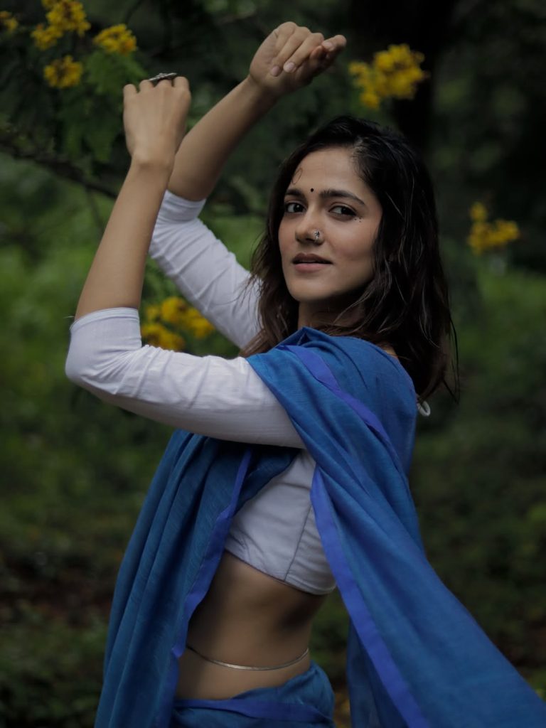 Elegant blue draping showcases Simran Choudhary's cultural fashion expertise
