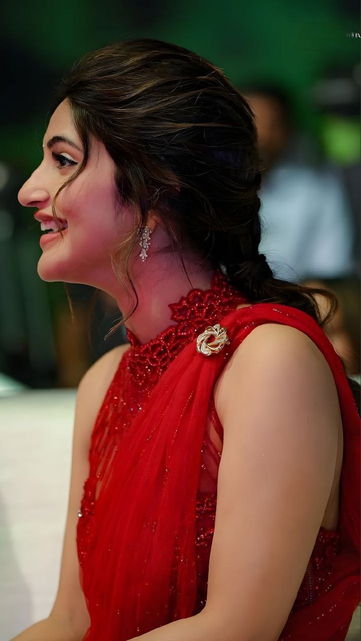 Traditional glamour meets contemporary photography in Sreeleela's striking red ensemble