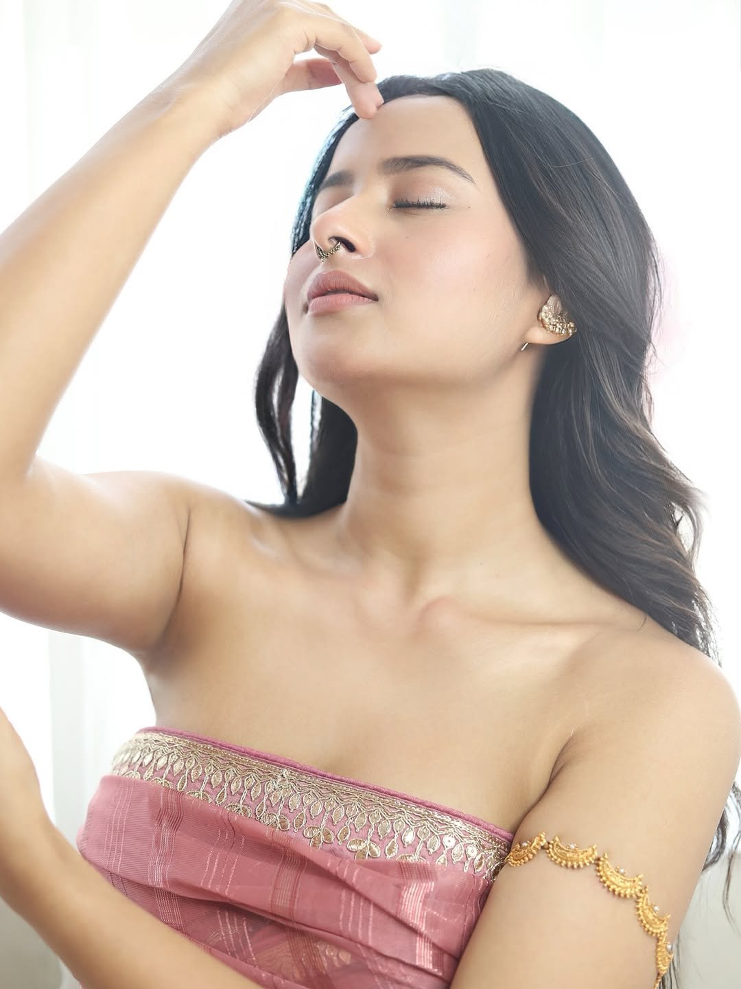 Aarushi Baruah blush silk drape soft glow Photoshoot (5)