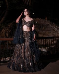 Eshanya Maheshwari night portrait in sequined embellished lehenga