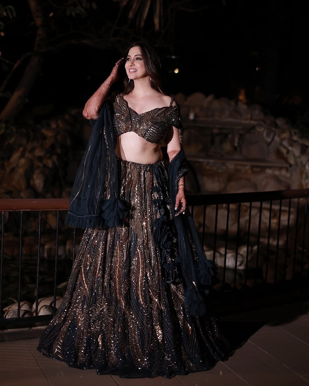 Eshanya Maheshwari embellished lehenga night portrait (15)