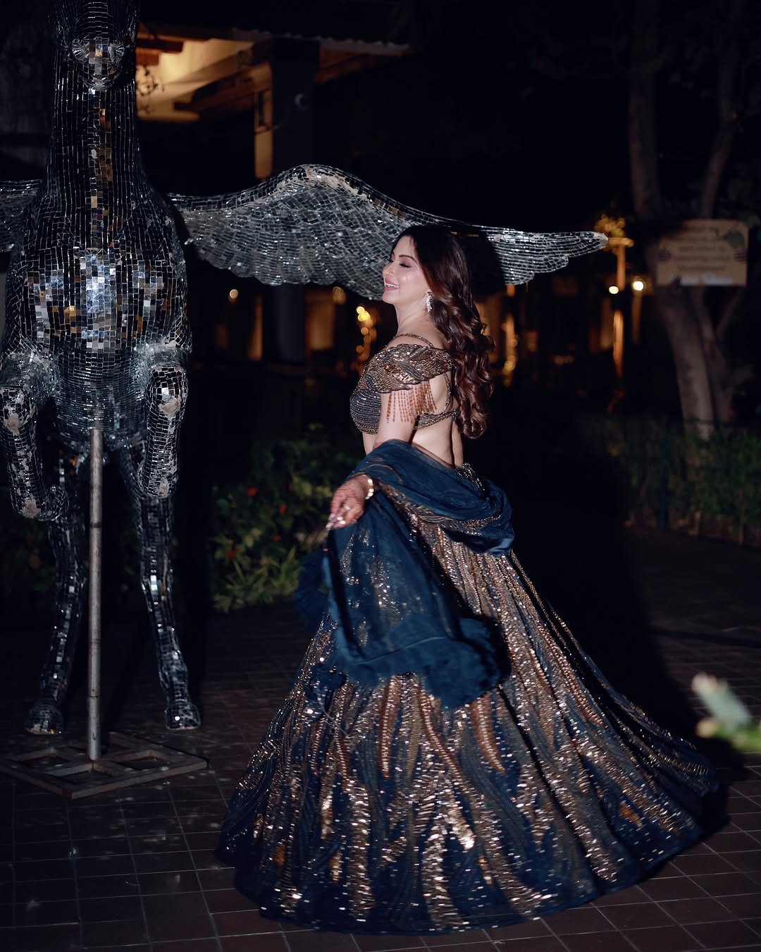 Eshanya Maheshwari embellished lehenga night portrait (5)