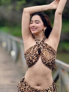 Eshanya Maheshwari confident stance in animal print co-ord outdoor shoot