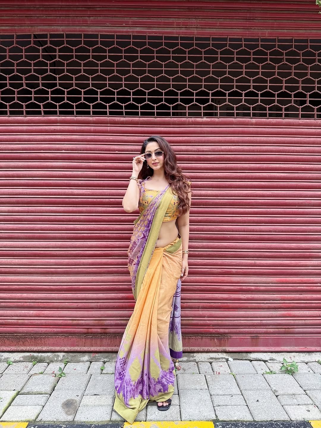 Eshanya Maheshwari multicolor saree street style Photoshoot (2)