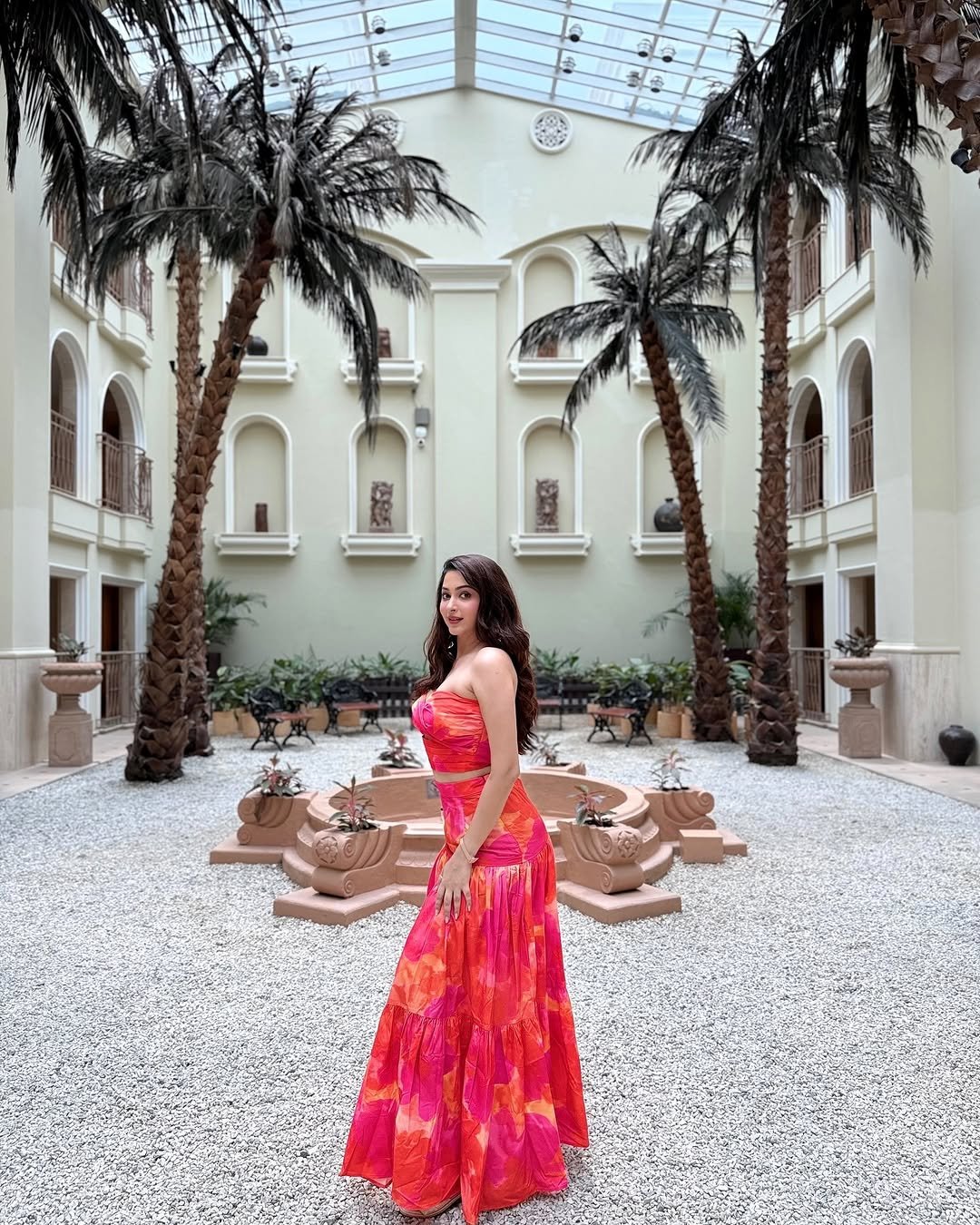 Eshanya Maheshwari pink cutout dress balcony candid (5)