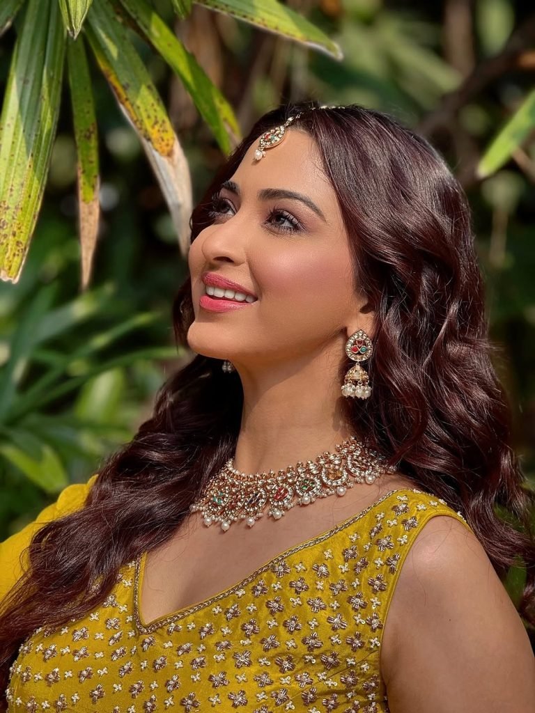 Eshanya Maheshwari yellow mirrorwork lehenga with crop top blouse