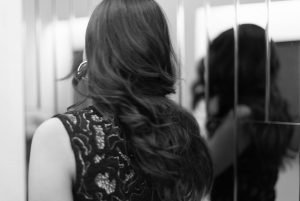 Mirror reflections creating depth in Kalyani Priyadarshan fashion shoot