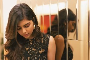 Sparkling embellishments on Kalyani Priyadarshan black designer top