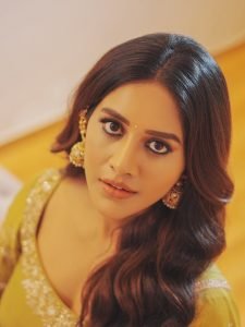 Nabha Natesh mustard anarkali dreamy soft focus portrait