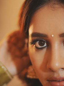 Nabha Natesh gentle expression in soft-focused mustard ethnic dress