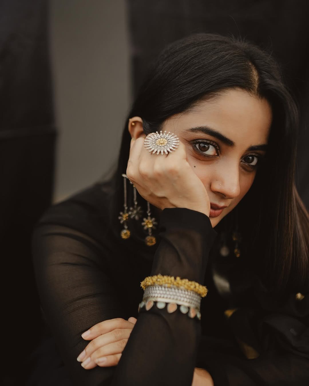 Namitha Pramod black sheer lehenga studio drama Photoshoot (4)