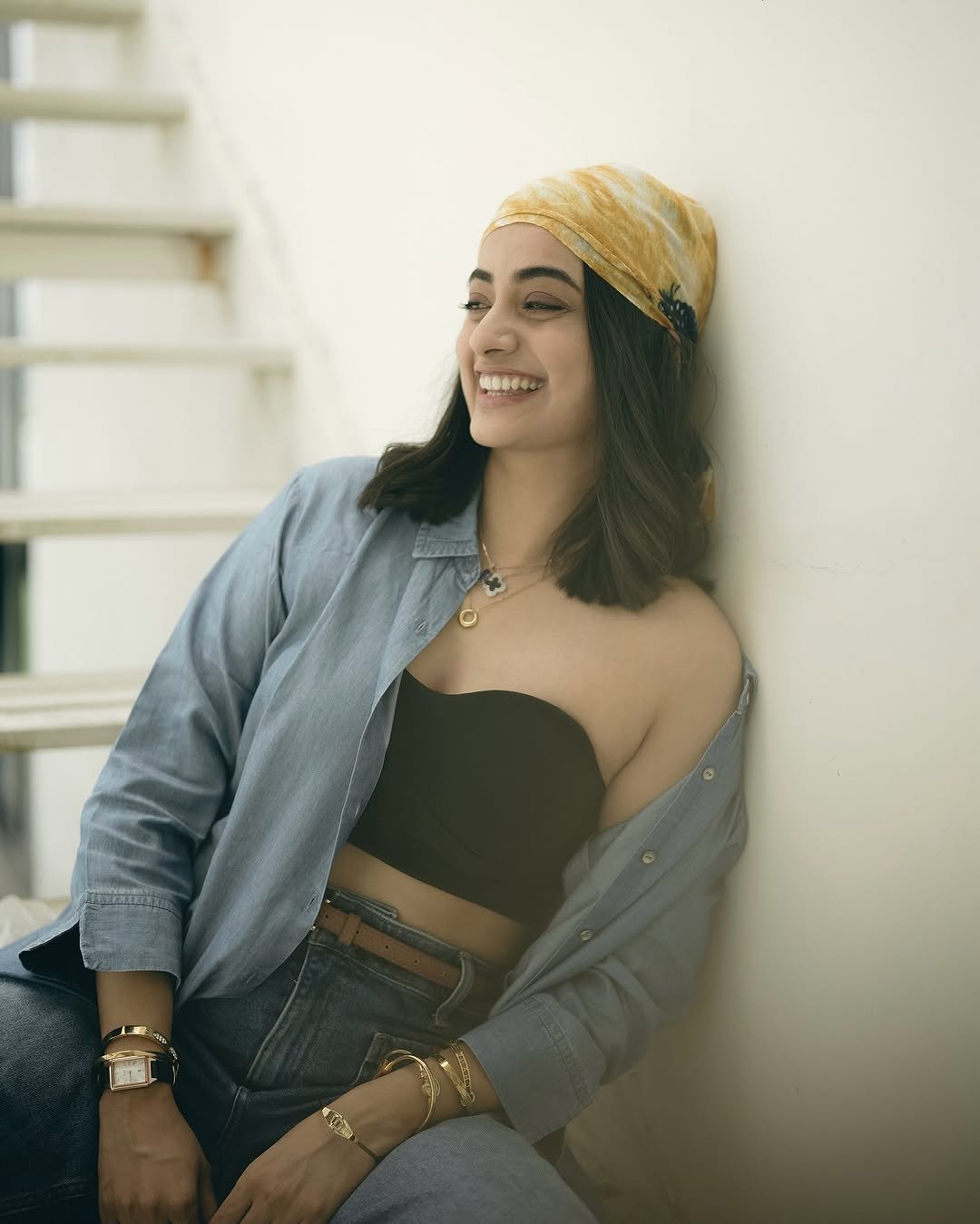 Namitha Pramod bandana accessory completing street style look