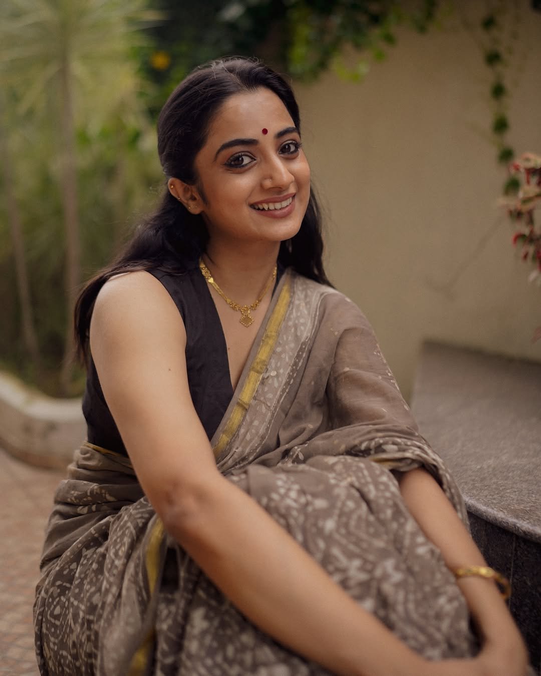 Namitha Pramod Black Saree Closeup Studio Photoshoot 01