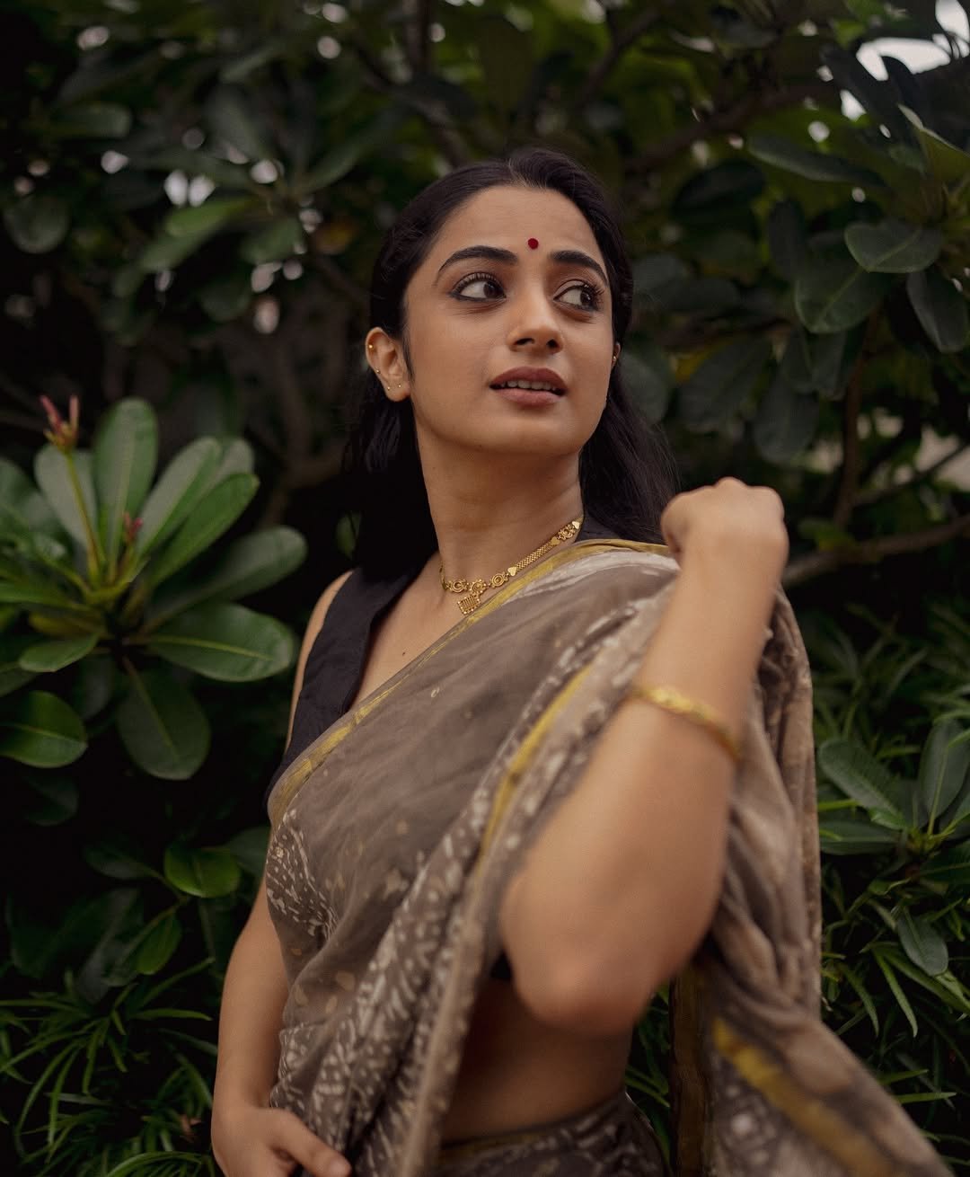 Namitha Pramod Black Saree Closeup Studio Photoshoot 10