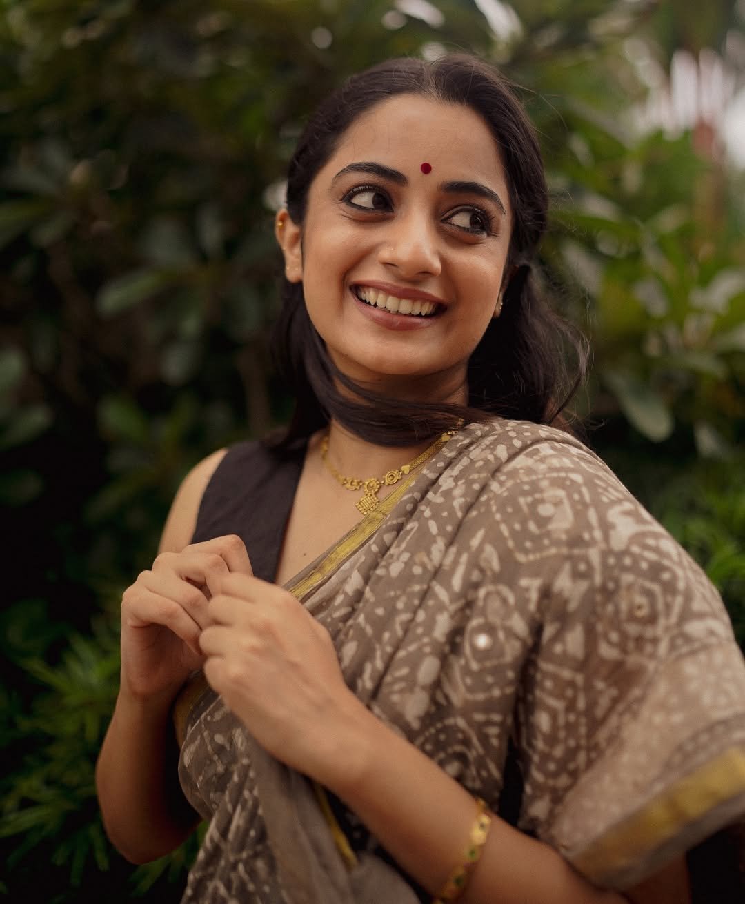 Namitha Pramod Black Saree Closeup Studio Photoshoot 11