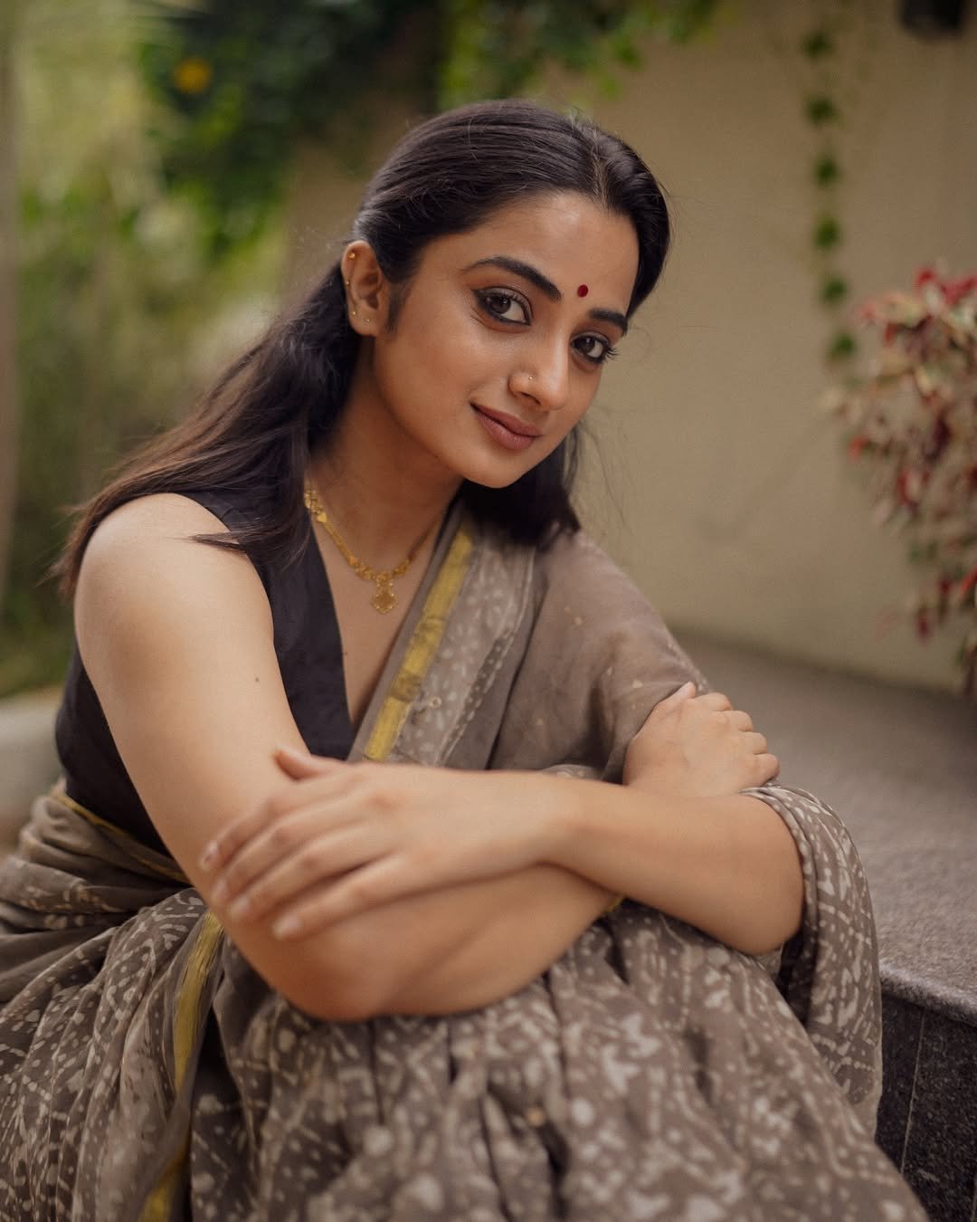 Namitha Pramod Black Saree Closeup Studio Photoshoot 14