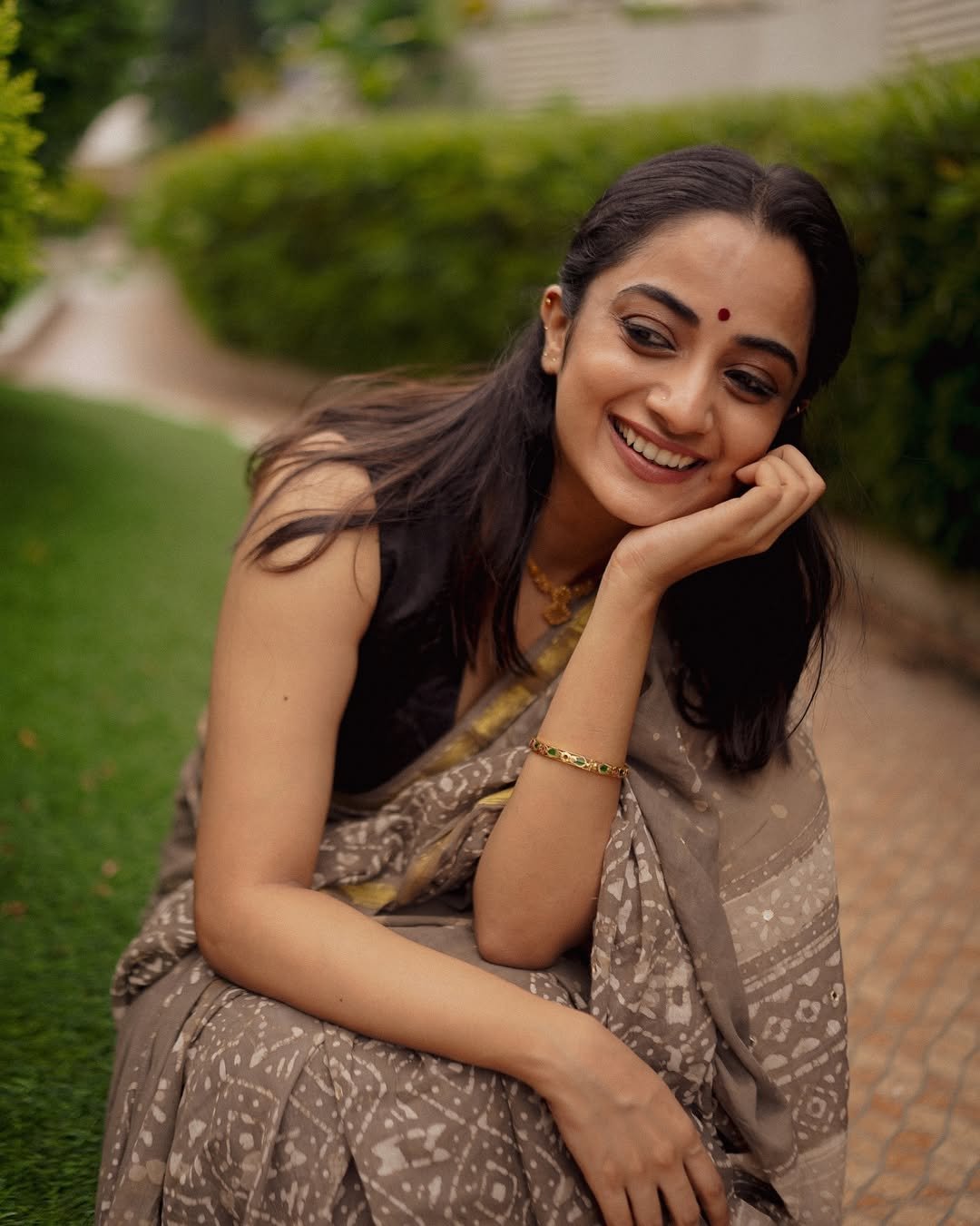 Namitha Pramod Black Saree Closeup Studio Photoshoot 15