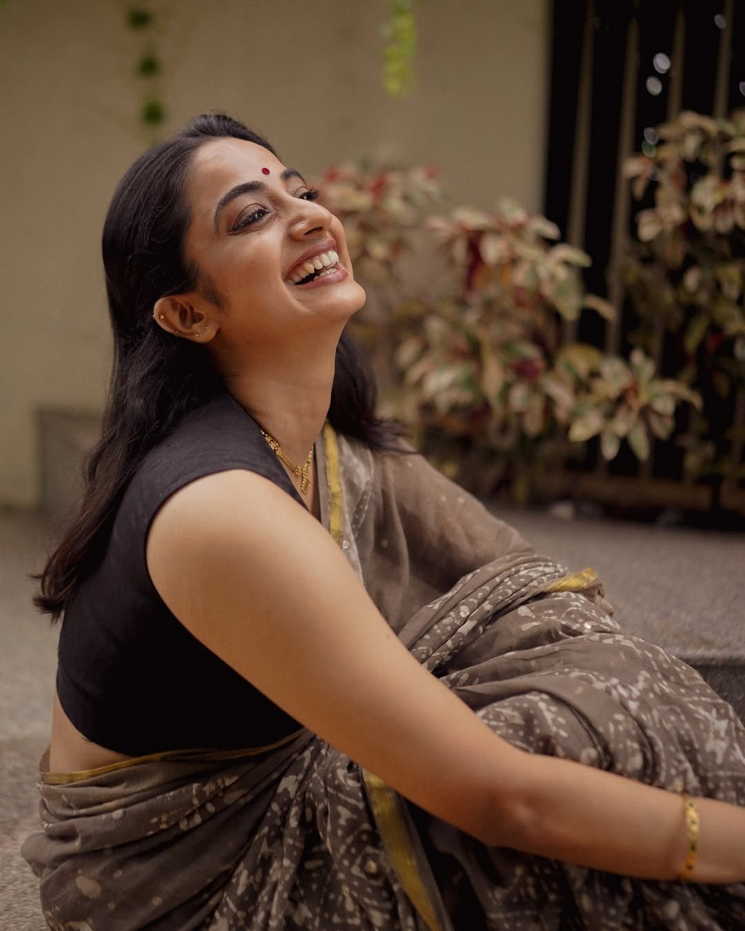 Namitha Pramod Black Saree Closeup Studio Photoshoot 07