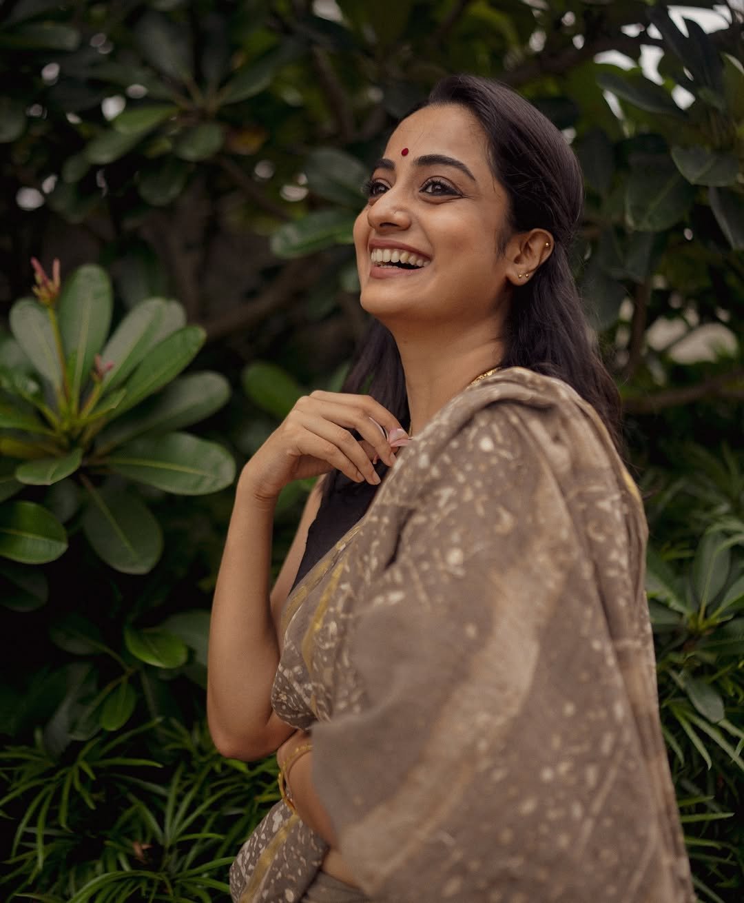 Namitha Pramod Black Saree Closeup Studio Photoshoot 09