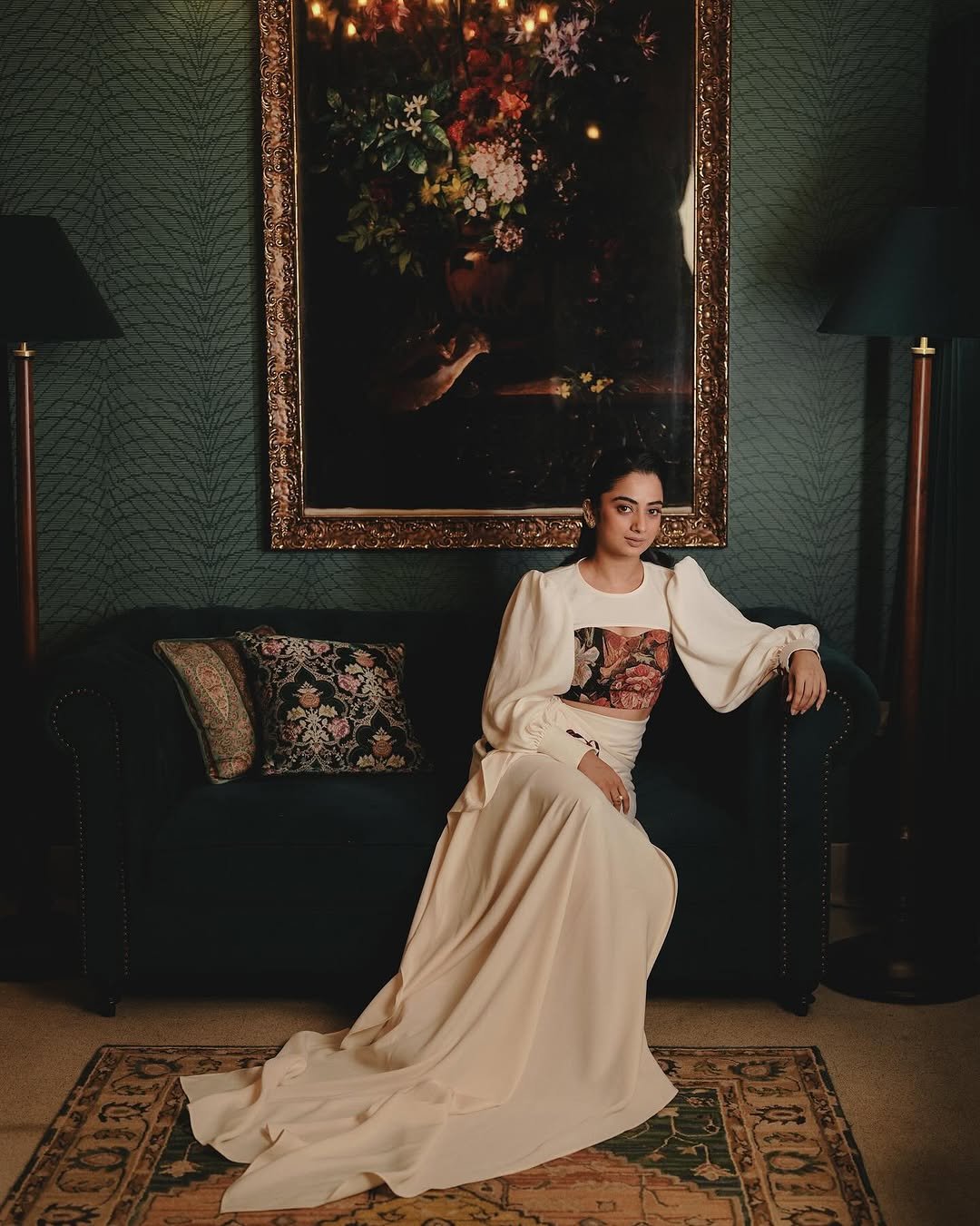 Namitha Pramod ivory statement blouse vintage lounge Photoshoot (23)