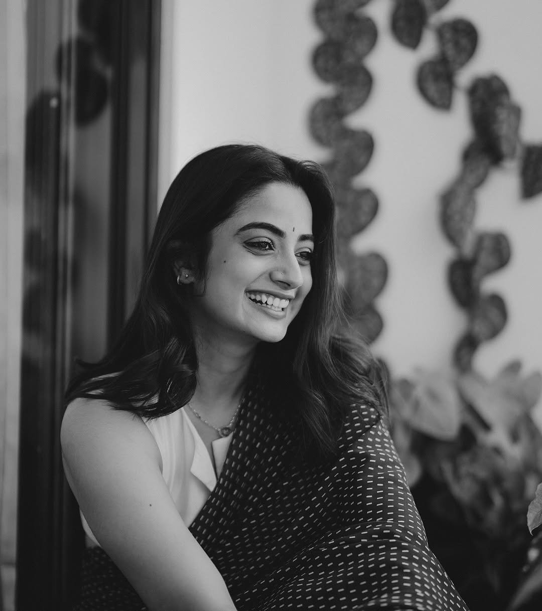 Namitha Pramod navy saree balcony glow Photos (13)