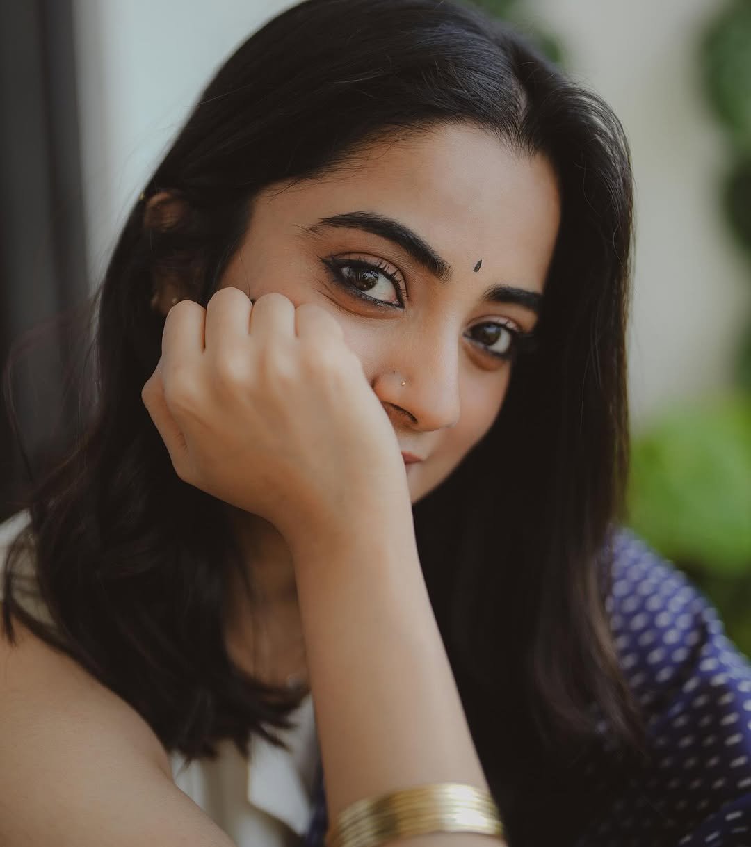 Namitha Pramod navy saree balcony glow Photos (6)