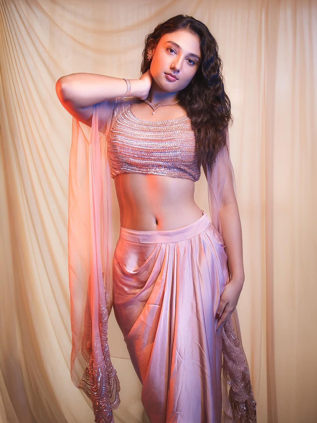 Ritika Nayak blush sequin blouse pastel lehenga studio glow Photoshoot (14)