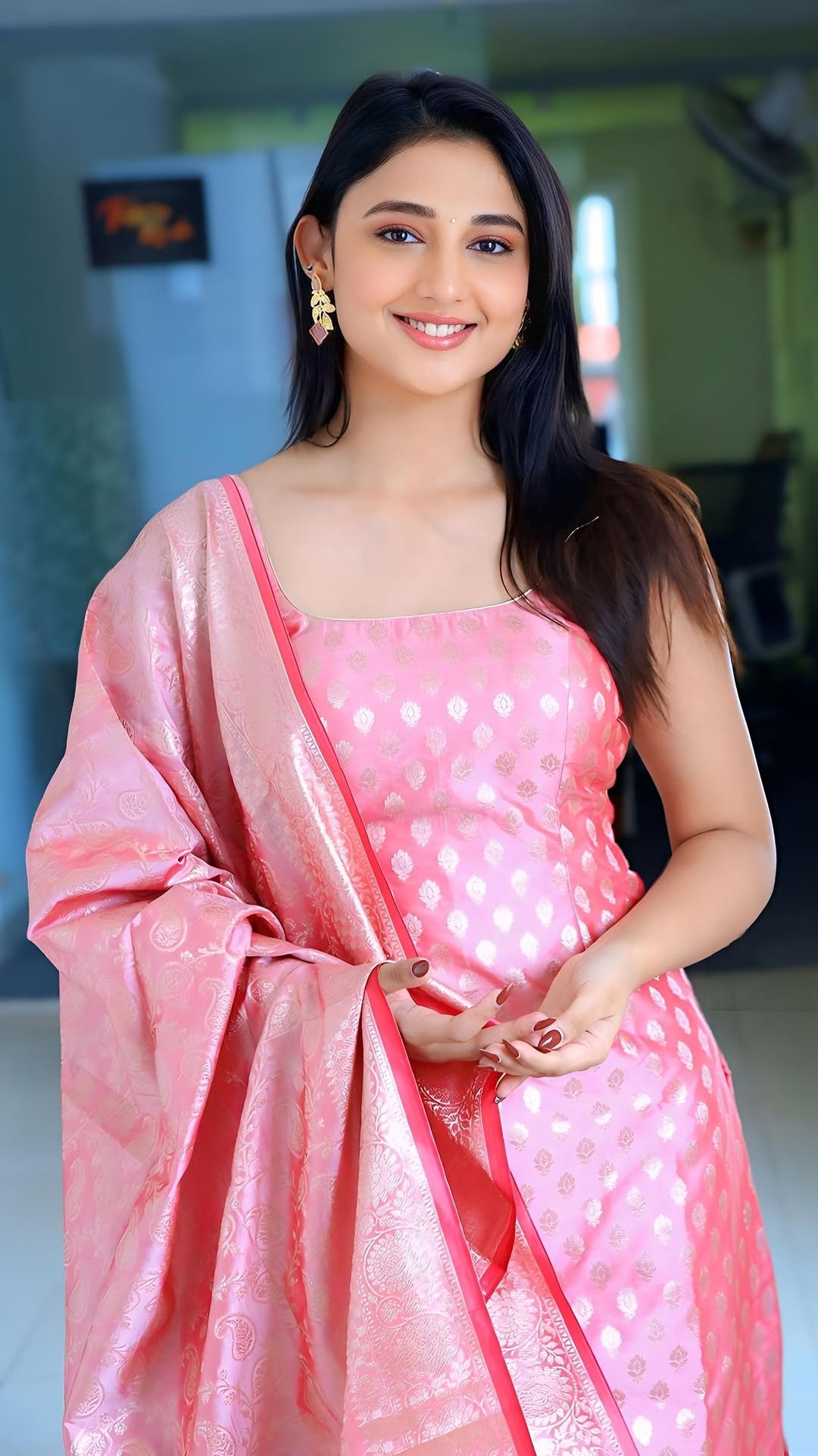 Ritika Nayak pink Chudidhar radiant smile Photoshoot (10)