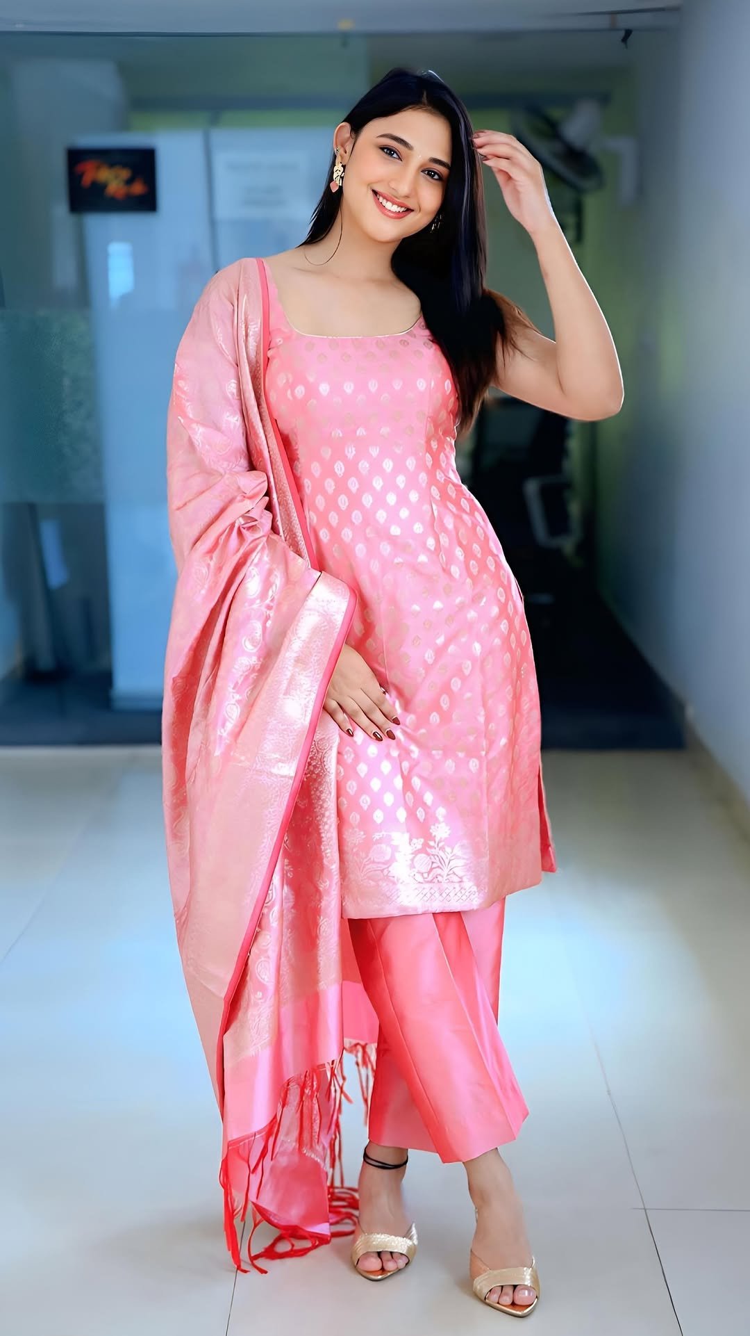 Ritika Nayak pink Chudidhar radiant smile Photoshoot (6)