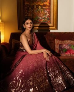 Aditi Rao Hydari Royal in Maroon Lehenga (1)