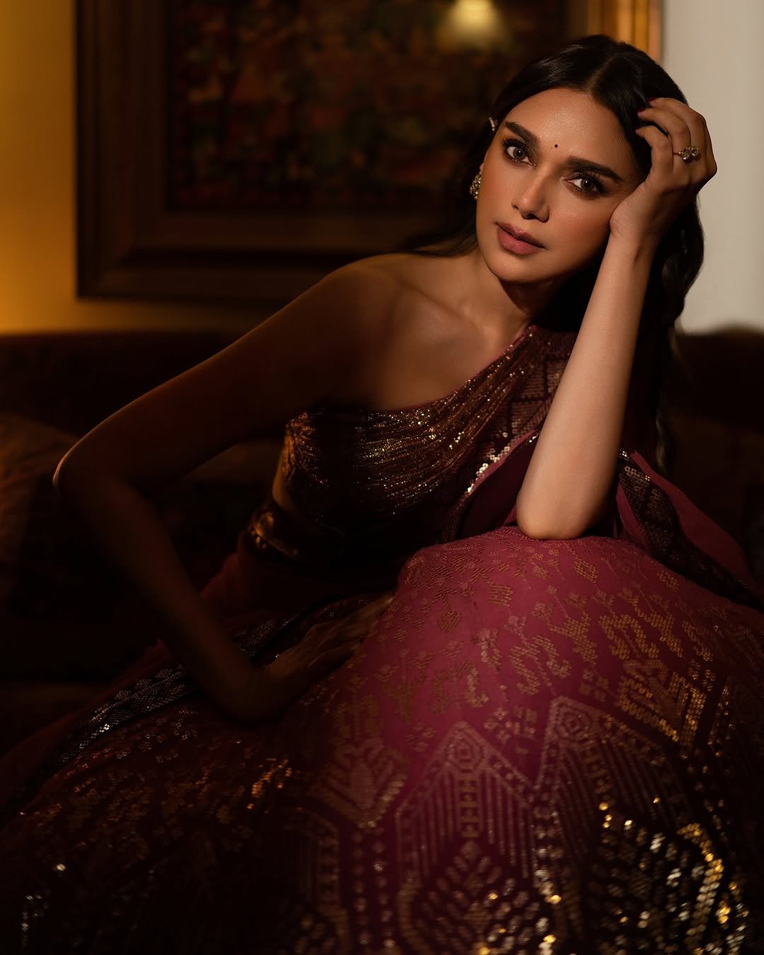 Aditi Rao Hydari Royal in Maroon Lehenga (3)
