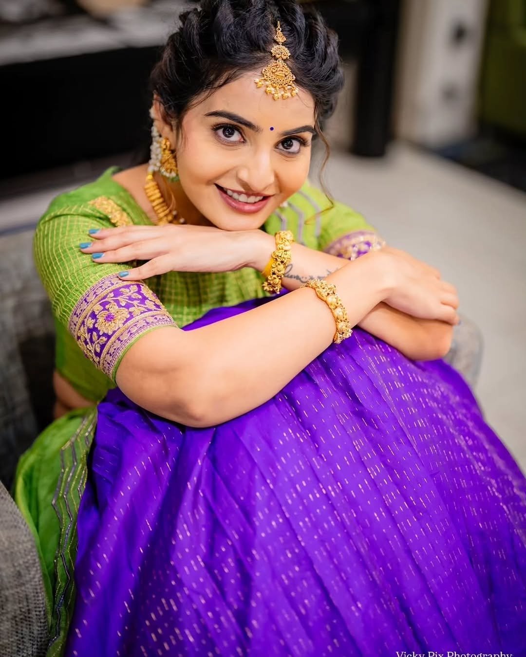 Ananya Nagella Gorgeous in Green and Purple Lehenga (10)