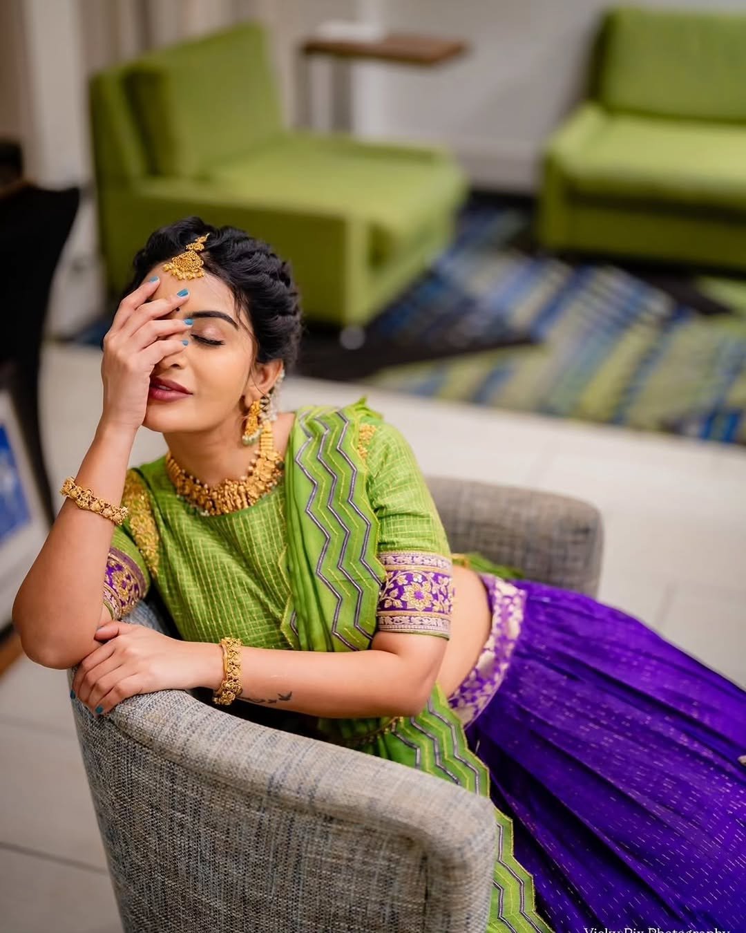 Ananya Nagella Gorgeous in Green and Purple Lehenga (12)