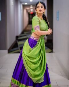 Ananya Nagella Gorgeous in Green and Purple Lehenga (15)