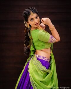 Ananya Nagella Gorgeous in Green and Purple Lehenga (16)