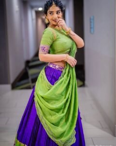Ananya Nagella Gorgeous in Green and Purple Lehenga (2)