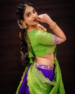 Ananya Nagella Gorgeous in Green and Purple Lehenga (4)