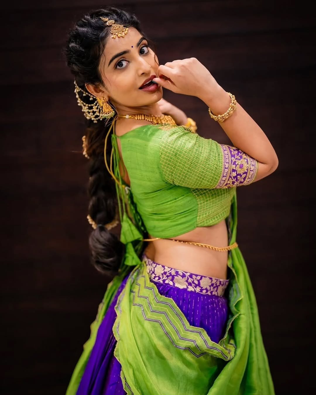 Ananya Nagella Gorgeous in Green and Purple Lehenga (4)