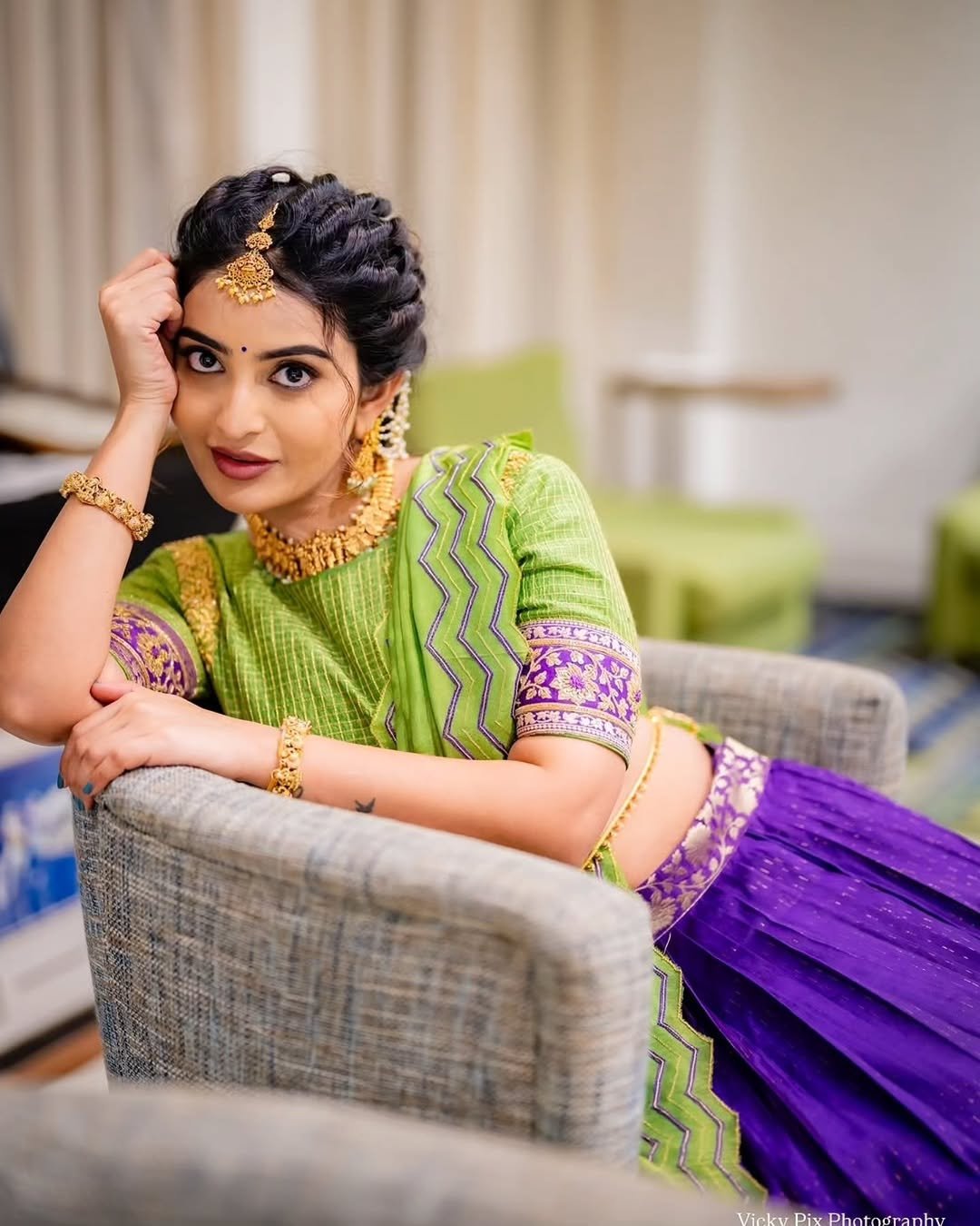 Ananya Nagella Gorgeous in Green and Purple Lehenga (6)