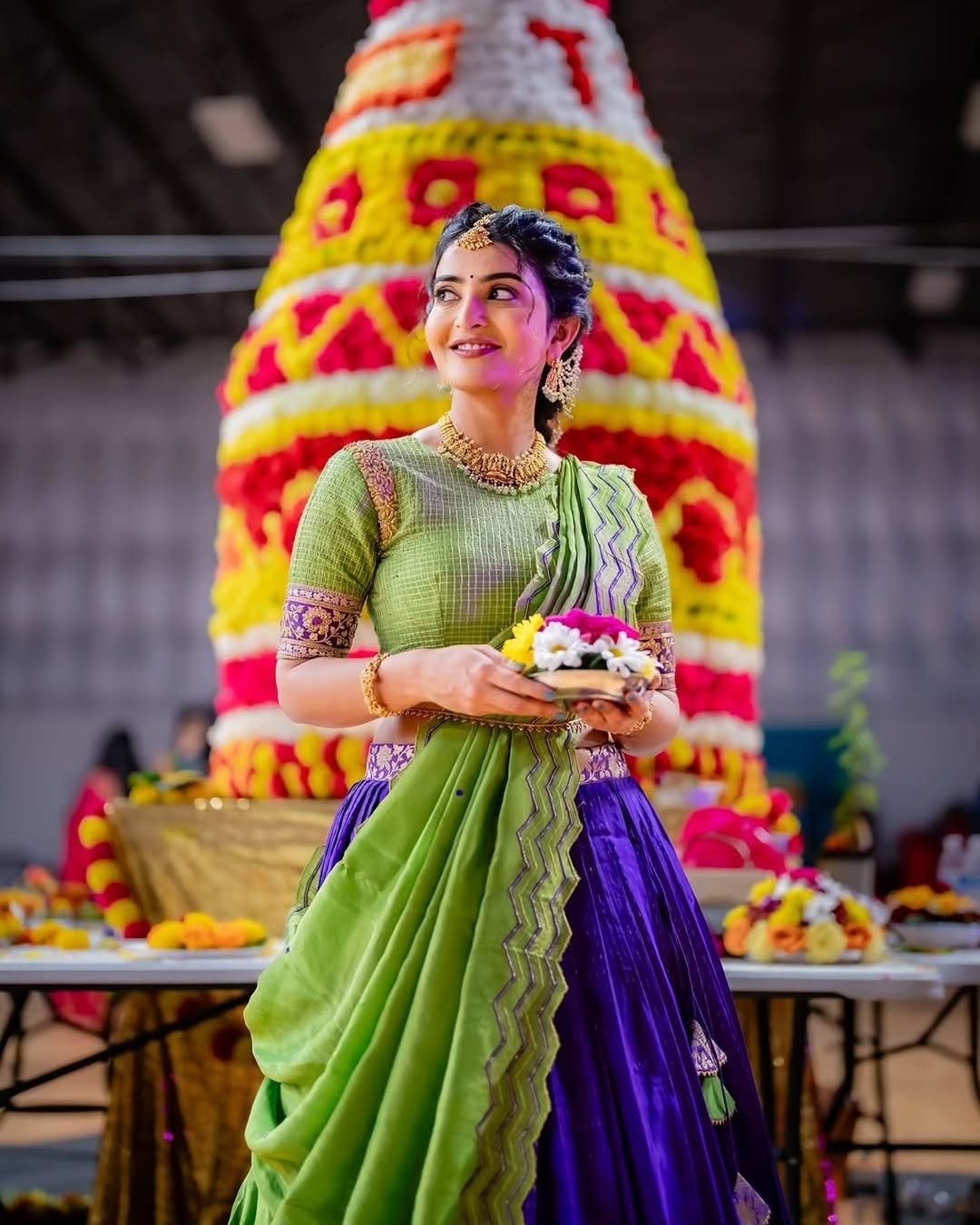 Ananya Nagella Gorgeous in Green and Purple Lehenga (8)