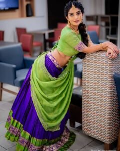 Ananya Nagella Gorgeous in Green and Purple Lehenga (9)
