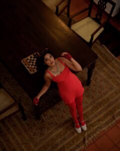 Anika Surendran Trendy in Red Dress (2)