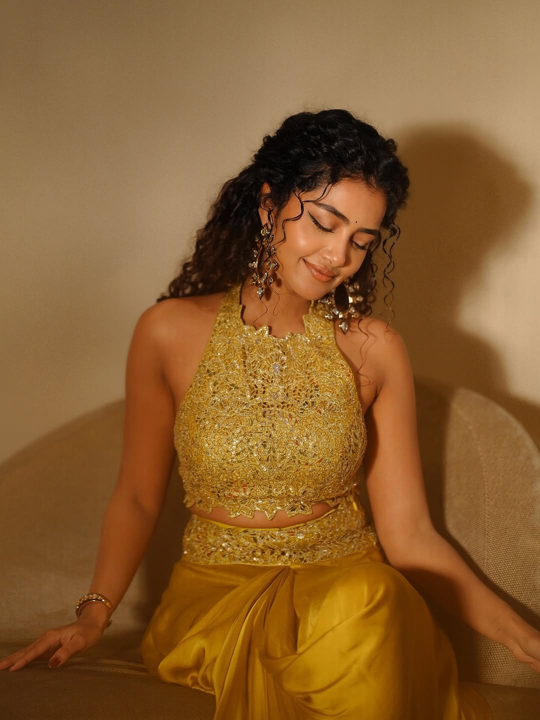 Anupama Parameswaran Shines in Golden Designer Lehenga Photos (10)
