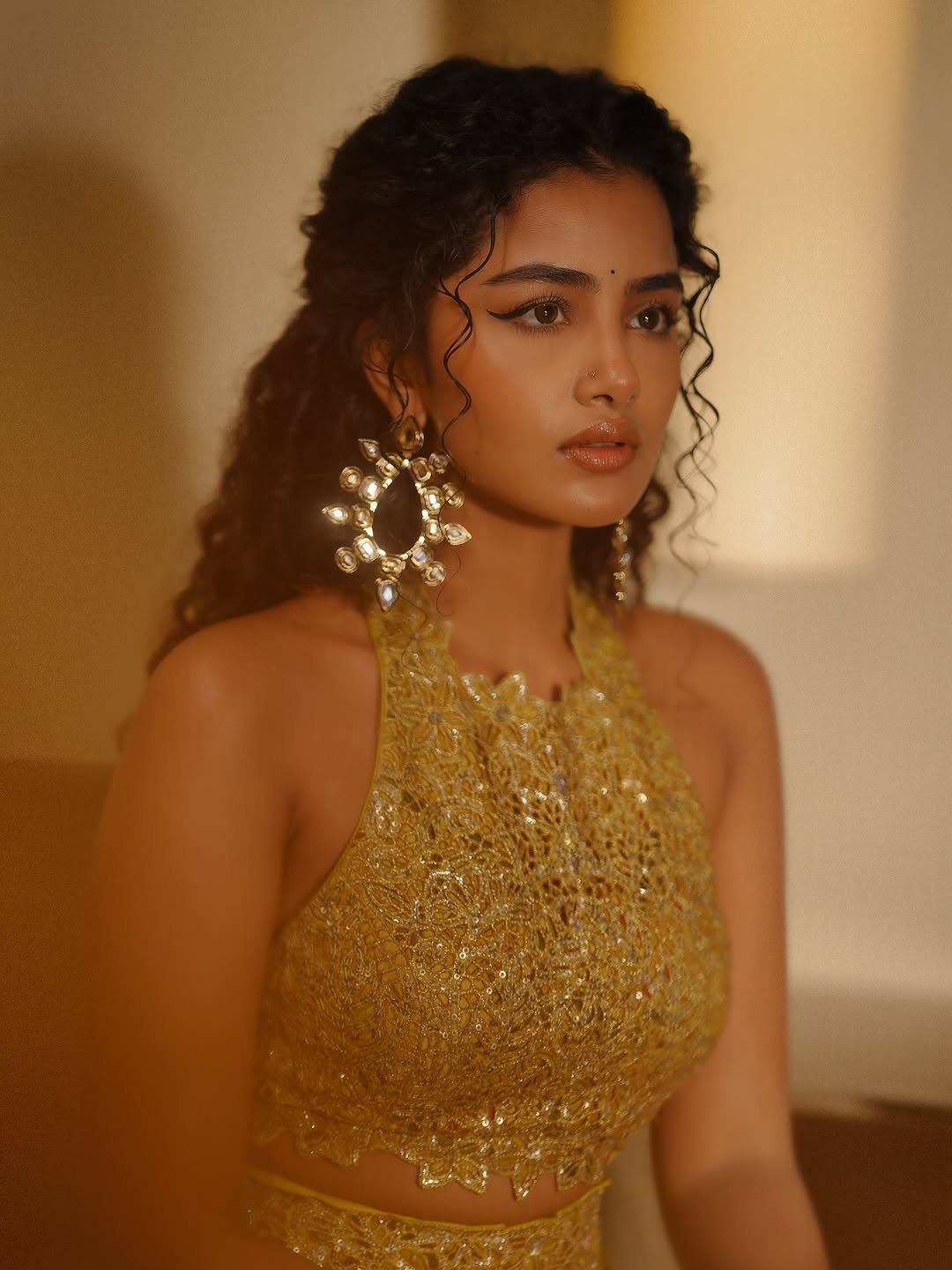 Anupama Parameswaran Shines in Golden Designer Lehenga Photos (4)