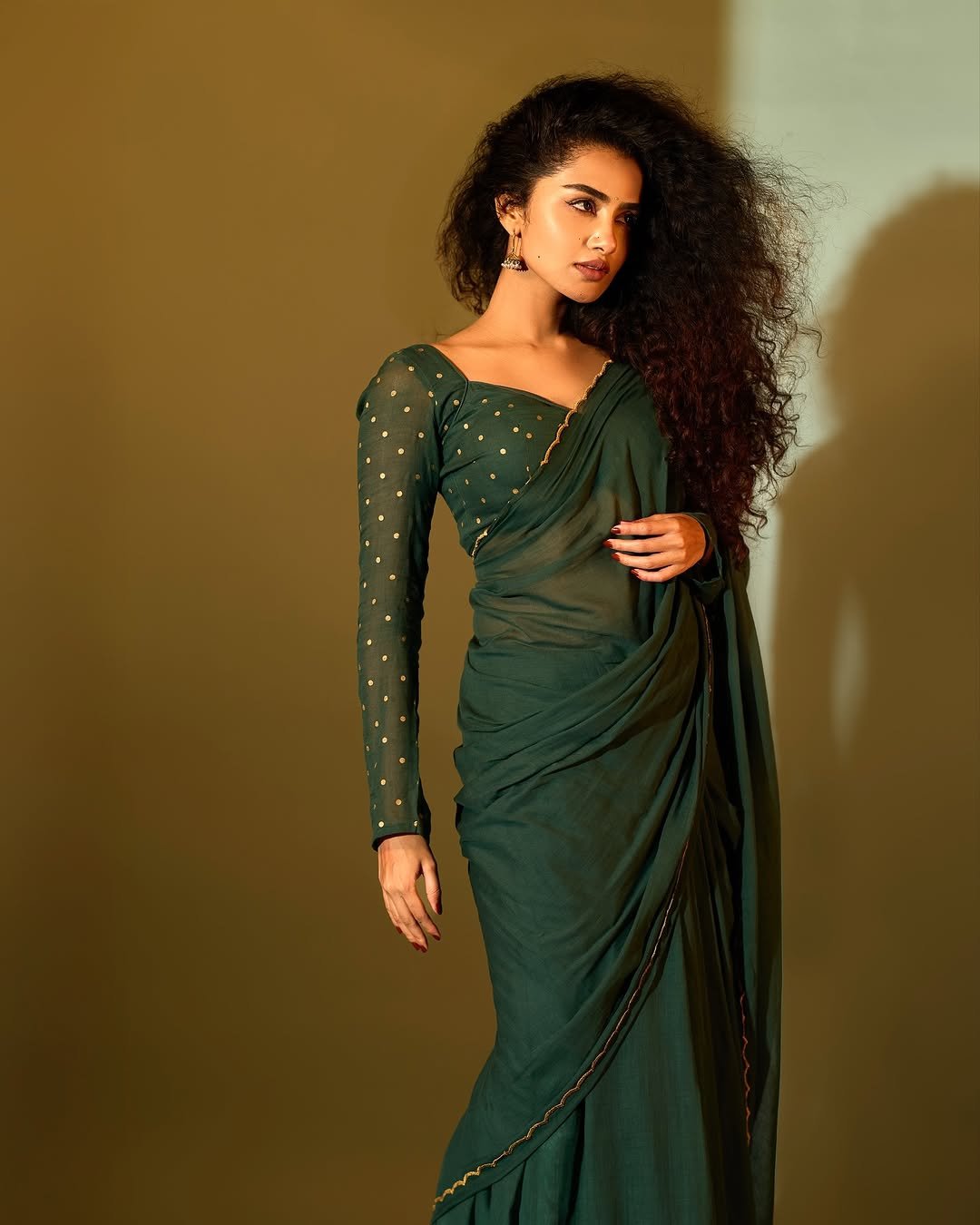 Anupama Parameswaran Stunning in Green Polka Dot Dress (8)