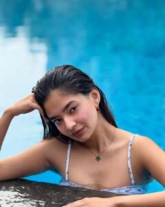 Anushka Sen Blue Pastel Swimsuit Poolside Summer Shoot (16)